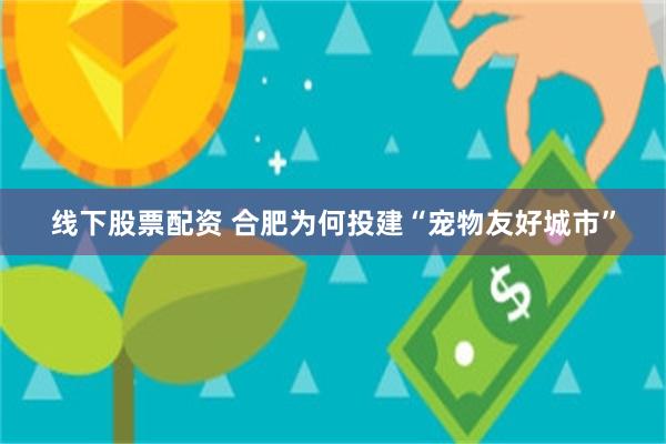 线下股票配资 合肥为何投建“宠物友好城市”