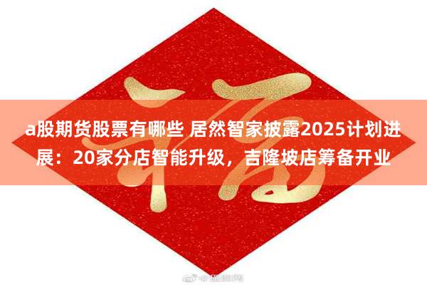 a股期货股票有哪些 居然智家披露2025计划进展：20家分店智能升级，吉隆坡店筹备开业